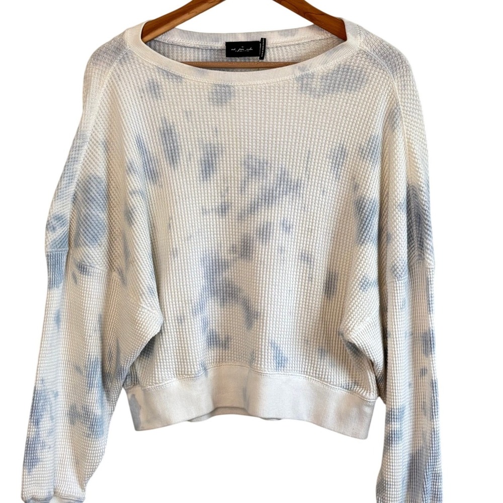 Out‎ From Under Waffle Knit Top Blue White Tie-Dye M Tie Dye Cropped Cool Girl